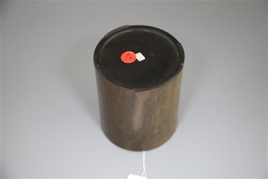 A Chinese Zitan brush pot, 19th century, brush pot H.13.5cm, old fine crack to base